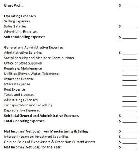 Format Income Statement