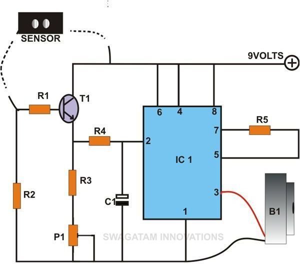 Ic 555 Circuit - Simple Rain Sensor Using Ic 555 Circuit Diagram Image - Ic 555 Circuit