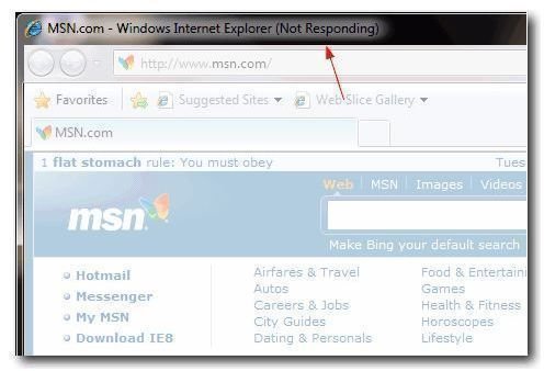 why is internet explorer not responding
