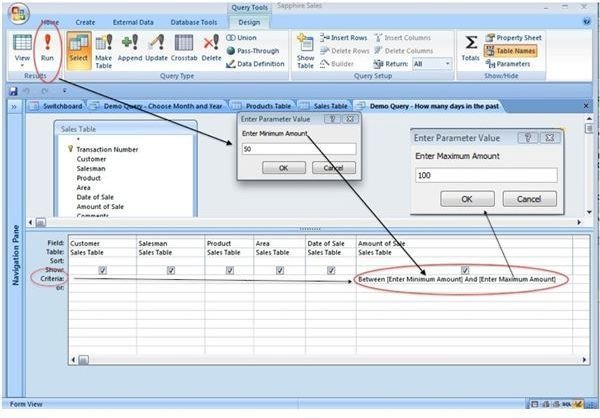 How To Calculate With A Microsoft Access Parameter Query