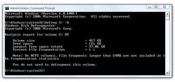 Vista Command Prompt Defrag Commands