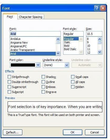 best font size for research paper