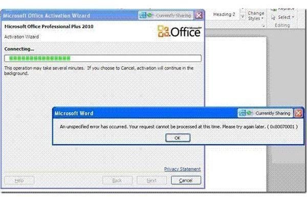 this copy of ms office is not activated