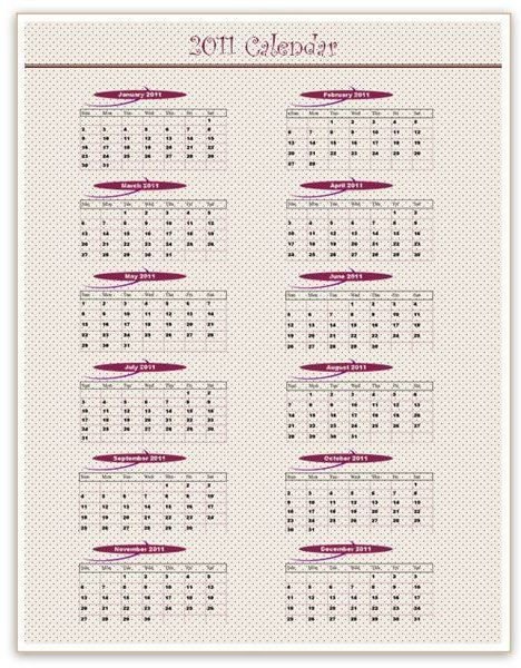 Word 2003 Calendar Templates Free 2011