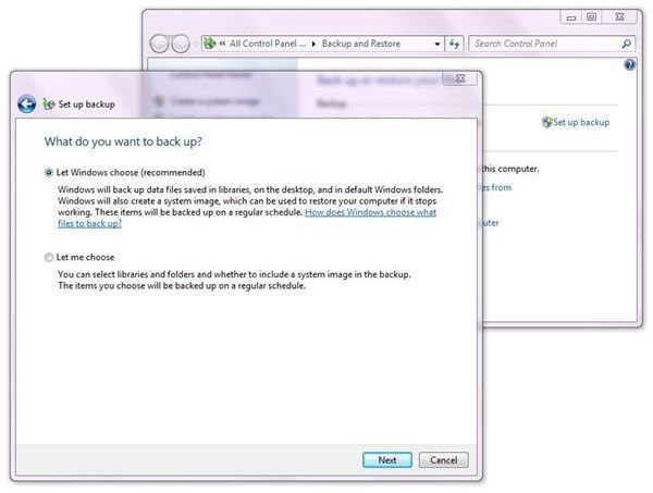 Windows Vista Inkrementelles Backup Hard