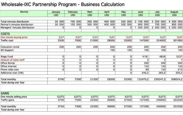 Business plan financial planner