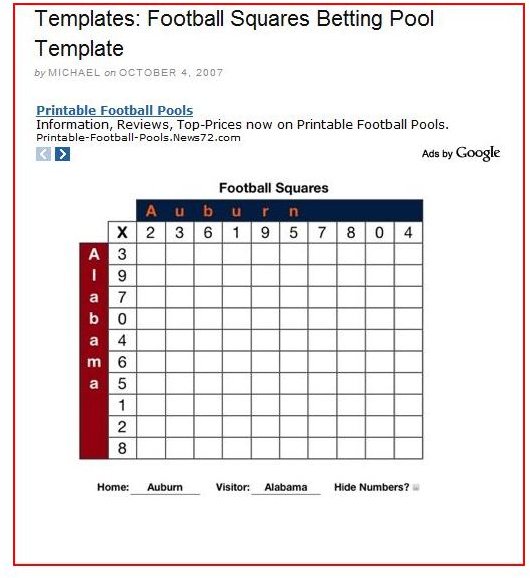 Betting Squares Template