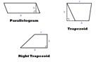 Paralellogram and Trapezoid Figures showing base and height