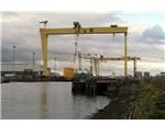 Two Massive cranes span the flooded drydock from Wiki Commons by Wilson Adams