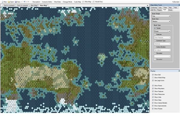 Editing the Landscape with Tiles. Painting a Civilization V map