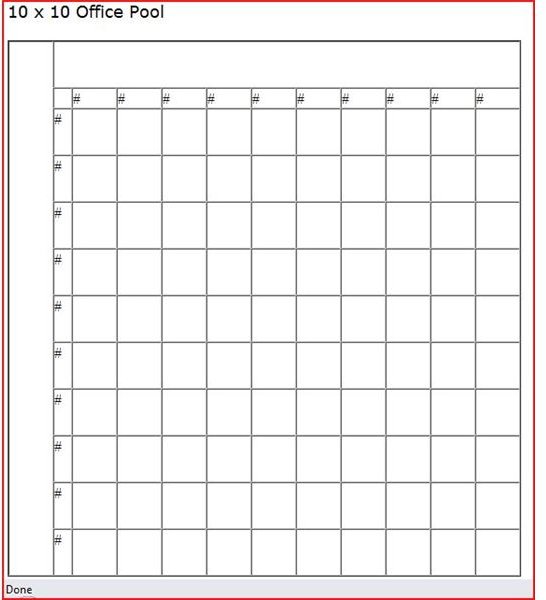 Printable, blank Super Bowl squares template - Interbasket