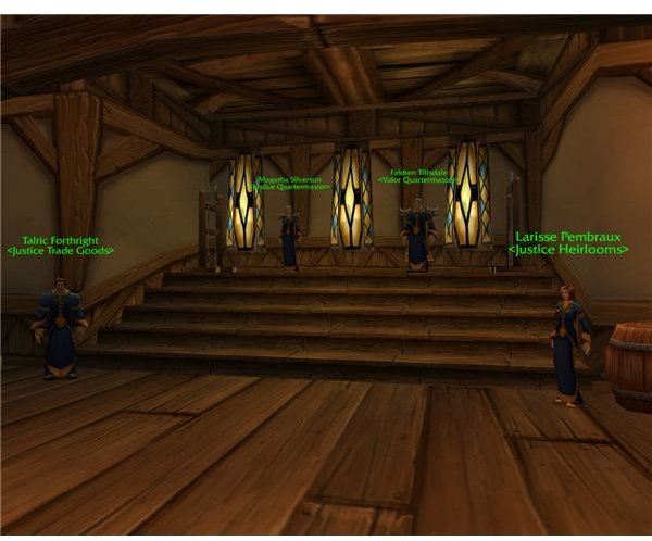 The two major capital cities - Stormwind (Alliance) and Orgrimmar (Horde) - both have a vendor area that houses three Justice Point vendors.