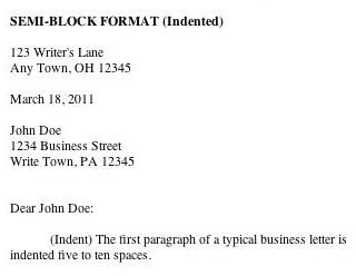 Business application letter semi block