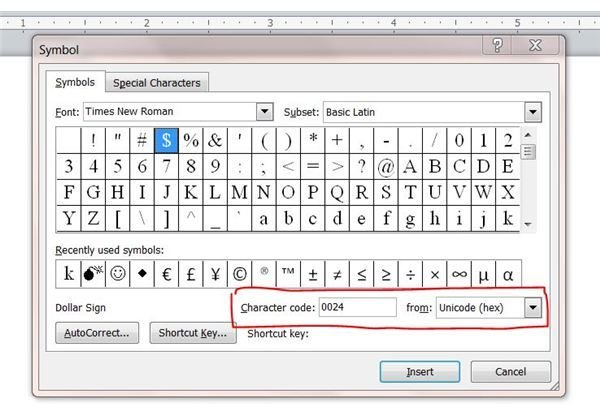 microsoft word key codes