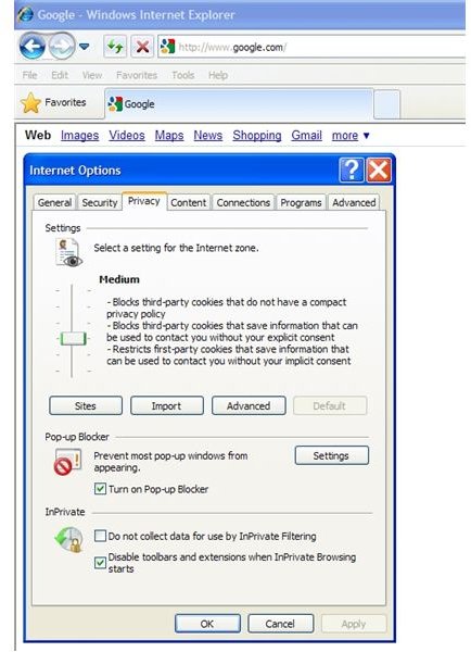 enable cookie internet explorer 8