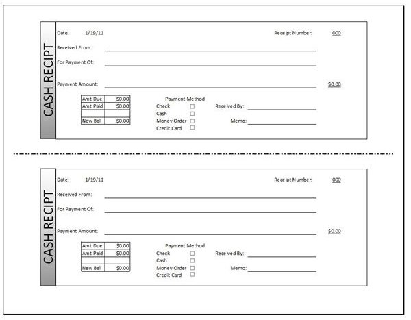 Cash Receipt Template for Excel