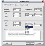 MS Word line-spacing options
