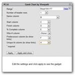 Input Information for Gantt Chart Tool