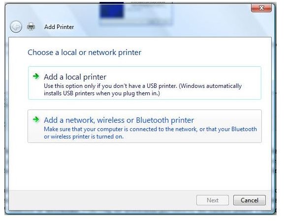 Connecting A Wireless Printer To Windows Vista