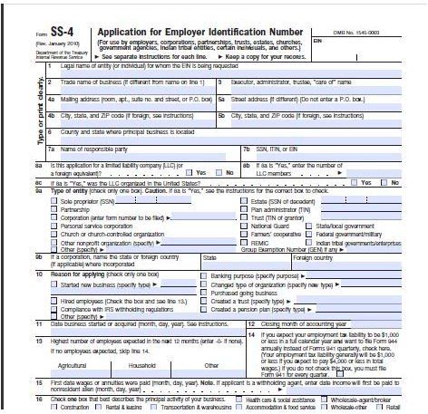 Application for a Tax ID Number