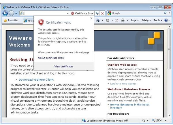 internet explorer help security certificate