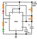 Simple IC 555 Wig-Wag Flasher Circuit Diagram, Image