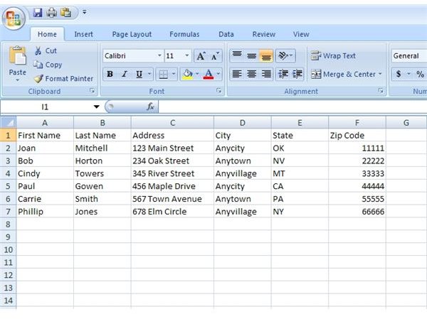 how to import excel addresses into labels
