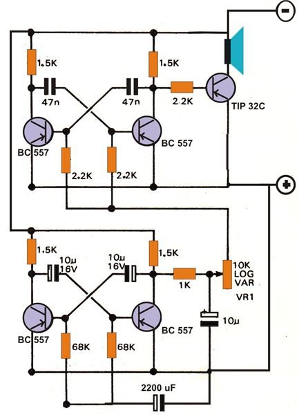 Which Transistor Make Bird Voice - Chirping Bird Sound Effect Generator Cirecuit Diagram - Which Transistor Make Bird Voice