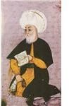 16th-century poet Muhammad Fuzuli, depicted with an open book of poetry