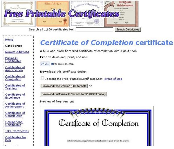 Sample Award Certificate Wording