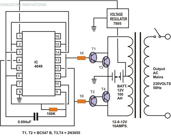 12v To 240v Inverter Circuit Diagram - Simple Inverter Circuit Without Charger Circuit Diagram Image - 12v To 240v Inverter Circuit Diagram