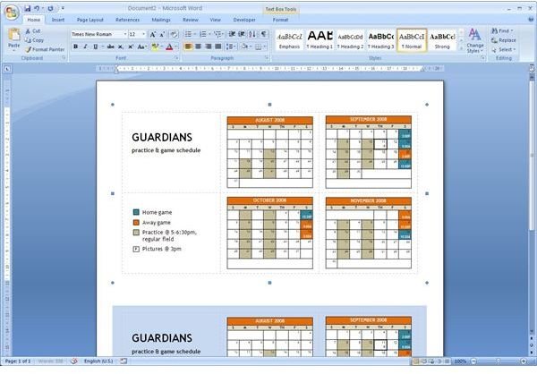 calendar template microsoft word 2007