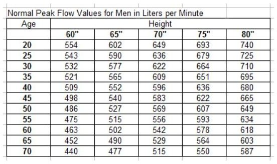 peak flow meter yellow zone