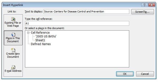 Hyperlink To A Specific Cell In Excel 2007