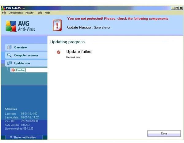 avg update failed 2017 android