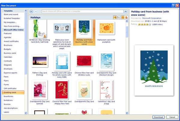 Microsoft Word And Greeting Card And Template