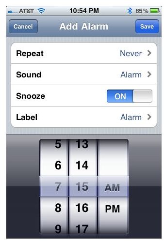 snooze settings iphone