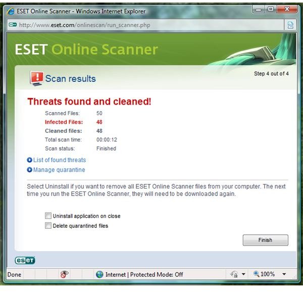 uninstall eset online scanner