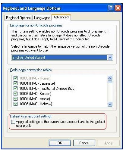 change default language to english windows xp