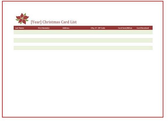 Christmas Card List Template: Here's Plenty of Sources for You to Make ...