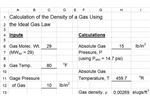 Excel Template for Gas Density with Ideal Gas Law