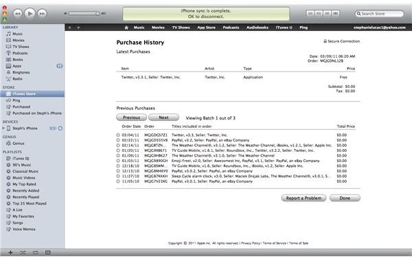 see itunes purchase history iphone