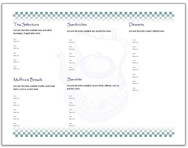 Hosting a Tea? Download an Afternoon Tea Menu Template for MS Publisher