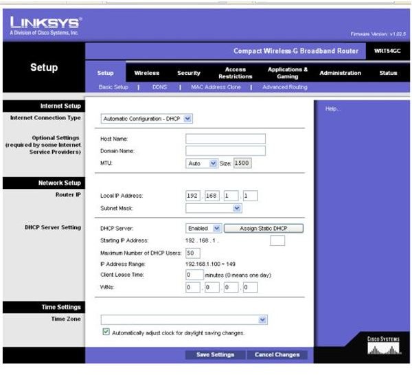 linksys router access