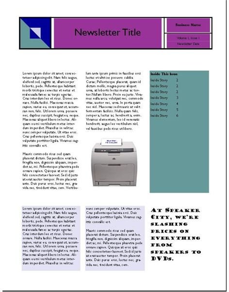 What are some standard newsletter layouts?