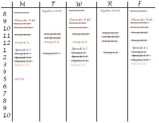 Blank College Schedule