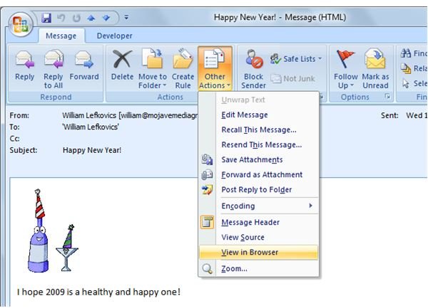 ... how to view animated gifs embedded in an e mail in microsoft outlook