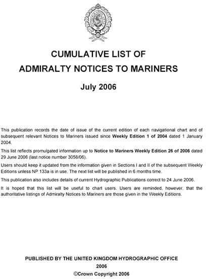 Contents Of Cumulative Notices To Mariners