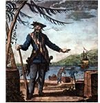 Blackbeard Engraving, 18th century by Thomas Nicholls 1734 wikipedia