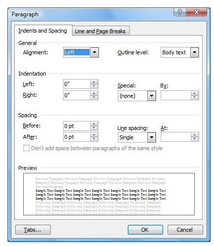 Paragraph Format